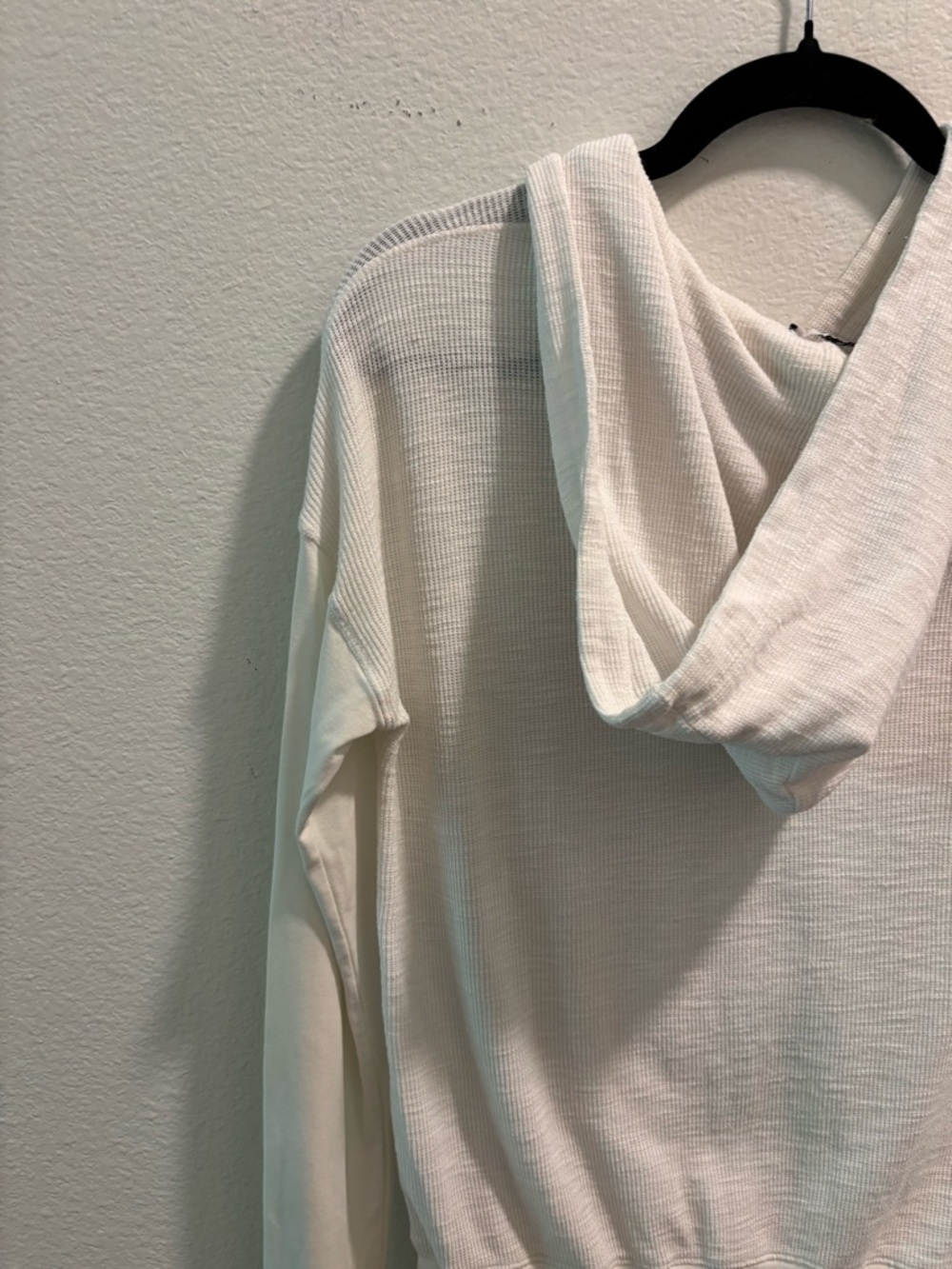 STATESIDE Cream Thermal Long Sleeve Top with hood, size M - Picture 6 of 6